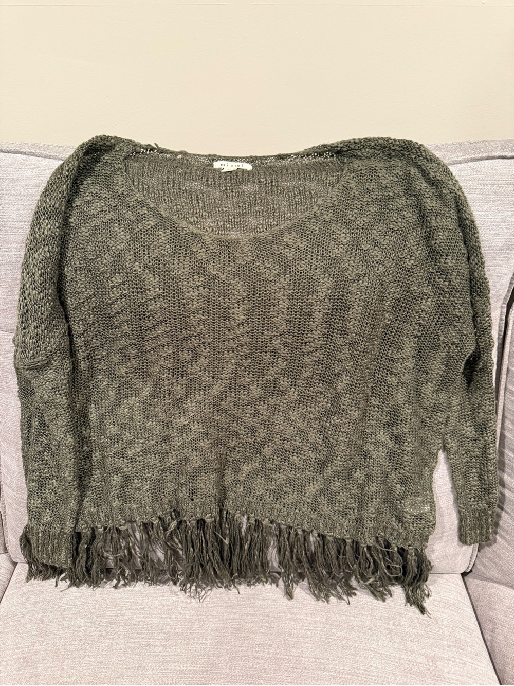 Francesca's Collections Fringe-Hem Scoop Sweater